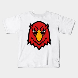 Red Falcon Bird Face Logo Kids T-Shirt